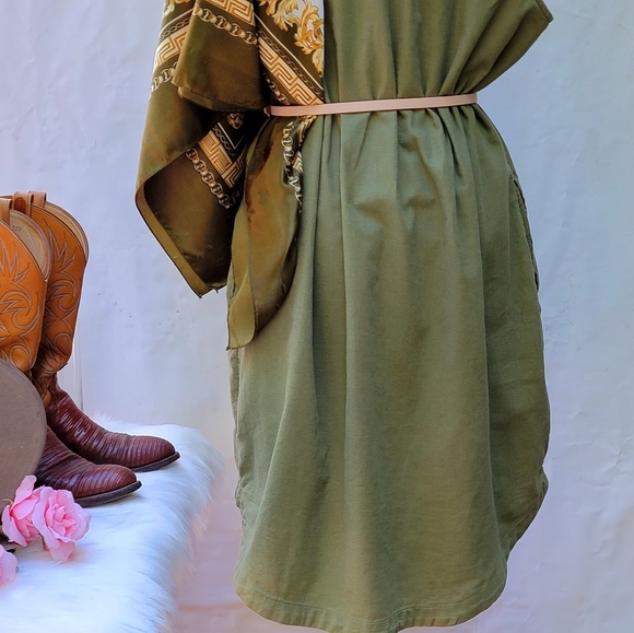 Time & Tru Jumper Dress Women's XL Miniminalist Linen Blend Sleeveless Green - Picture 9 of 16